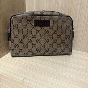 Gucci Beige and Brown Monogram Toiletry Bag
